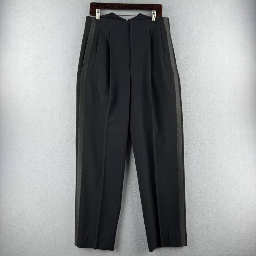 Vintage 50s 60s Wool Dress Pants High Waist Fits 32x30 Conmar Zip Military Pleat